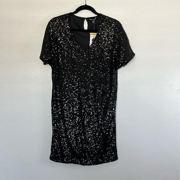 NWT Hilary Radley Black Sequin Mini Dress sz S - Picture 1 of 6